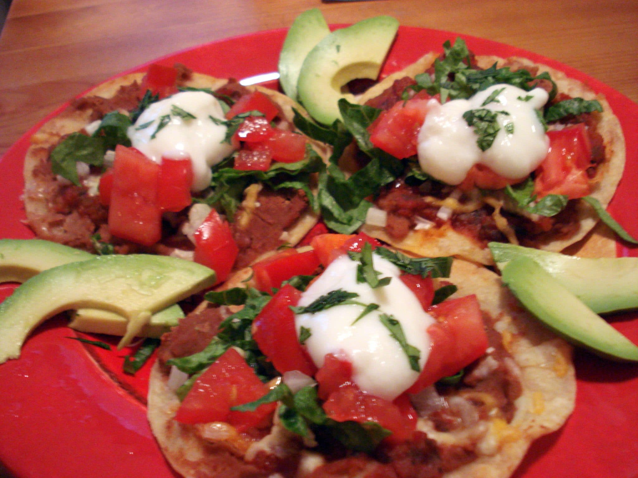 Vegetarian Refried Bean Tostadas image