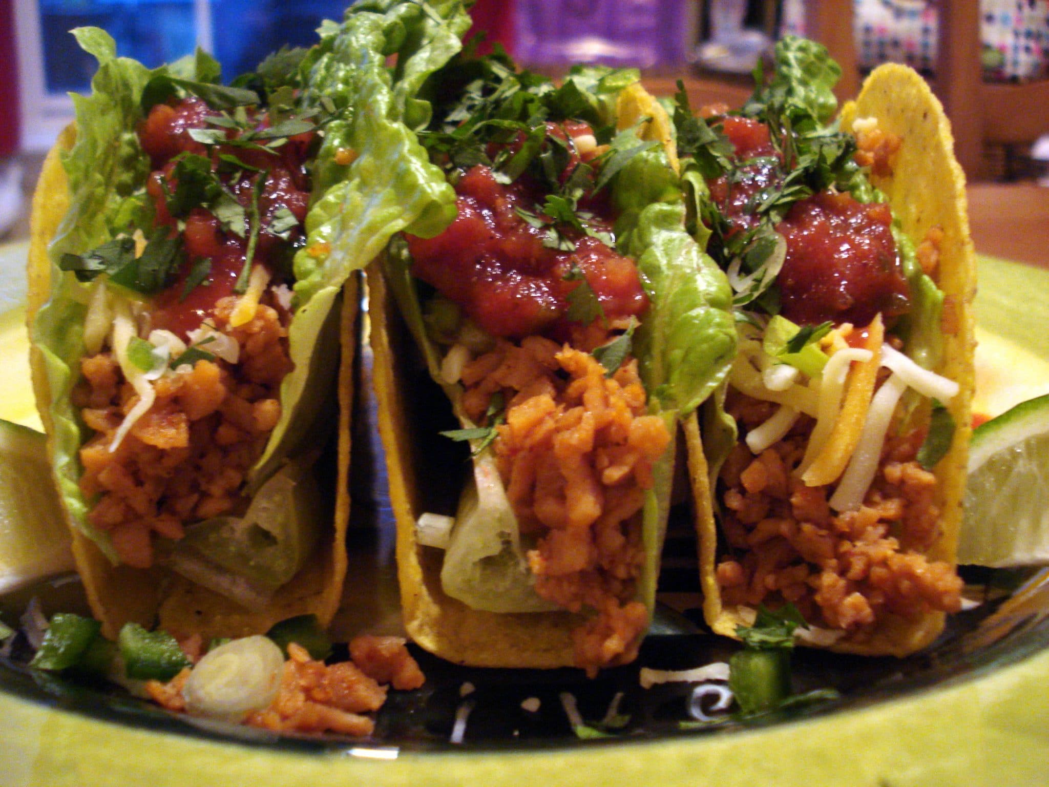 Plate of 3 plant-based tacos