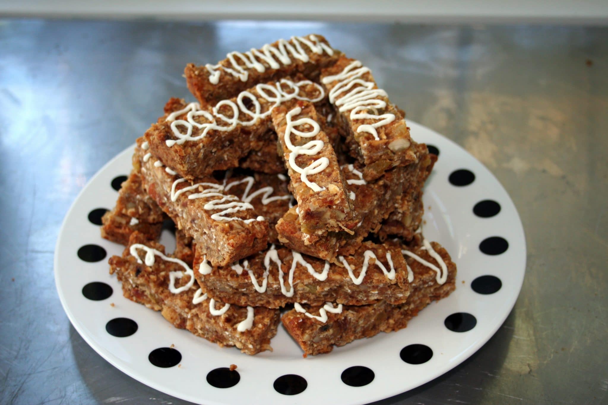 Homemade Energy Bars styled on a white plate