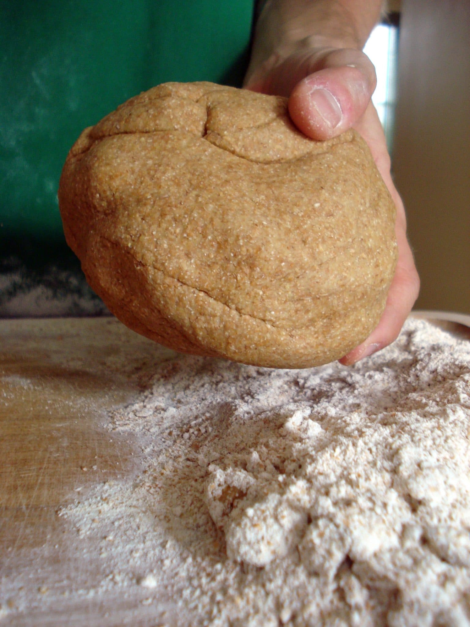 Close up of ball of pasta dough