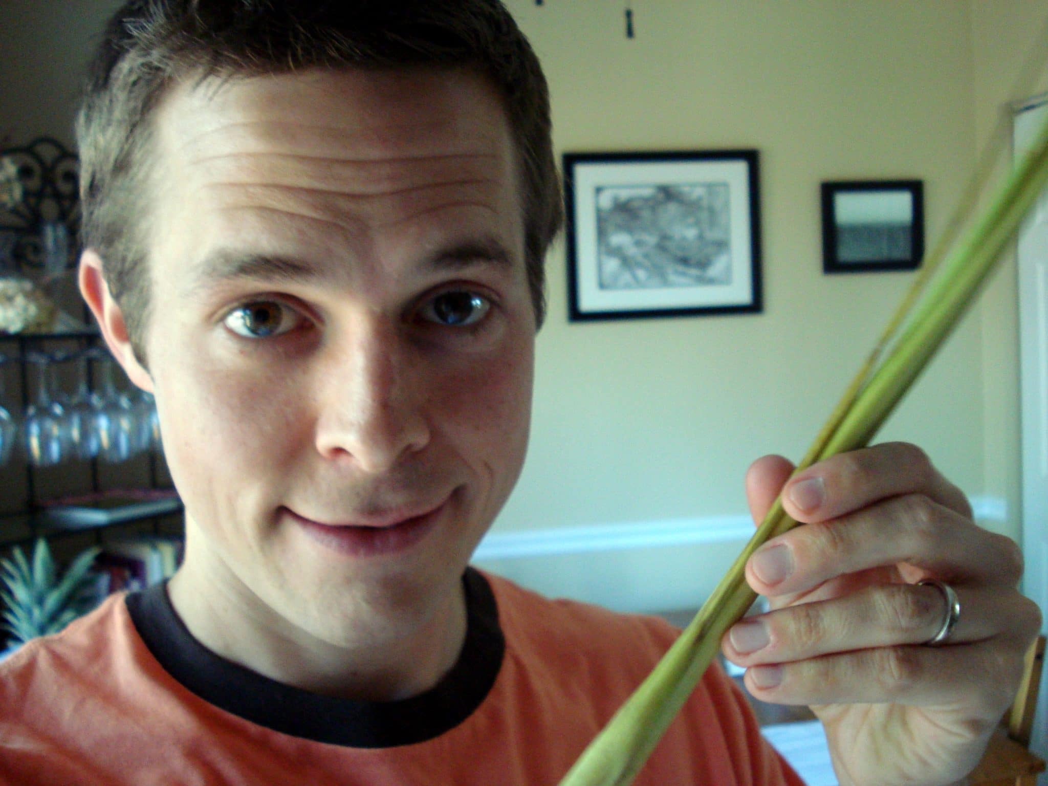 Matt holding raw lemongrass