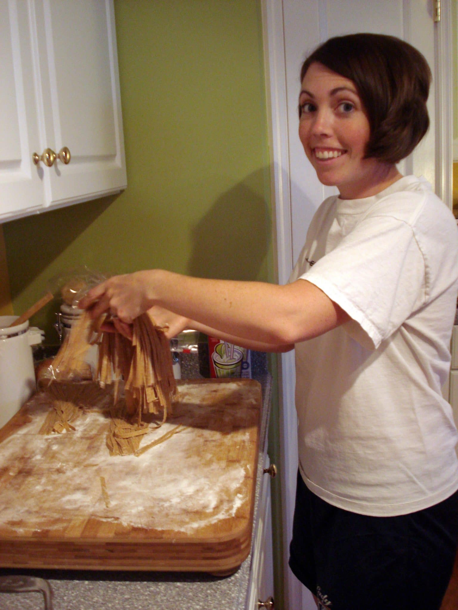 Freshly cut raw pasta