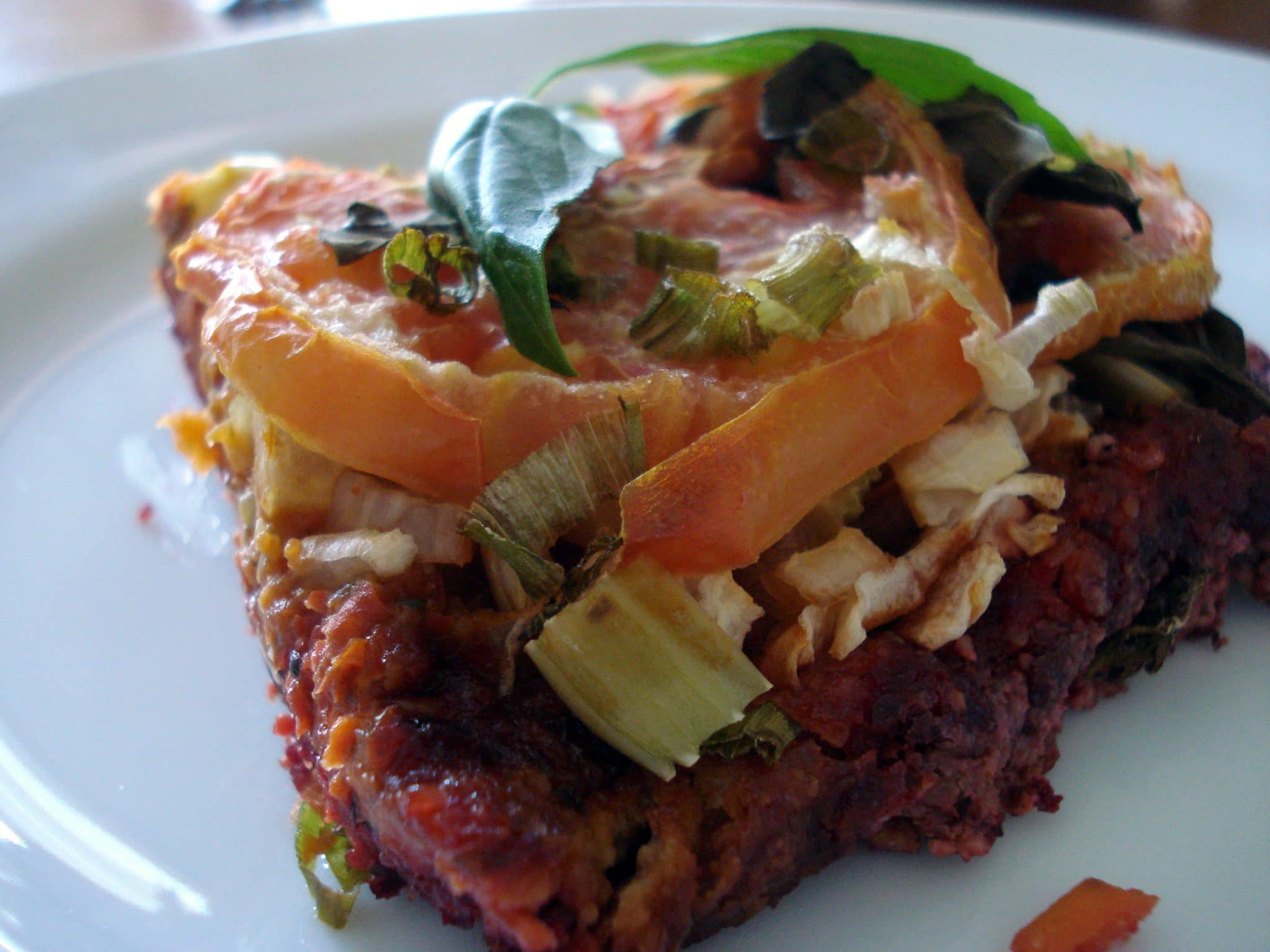 Sunflower Seed Beet Pizza on a plate