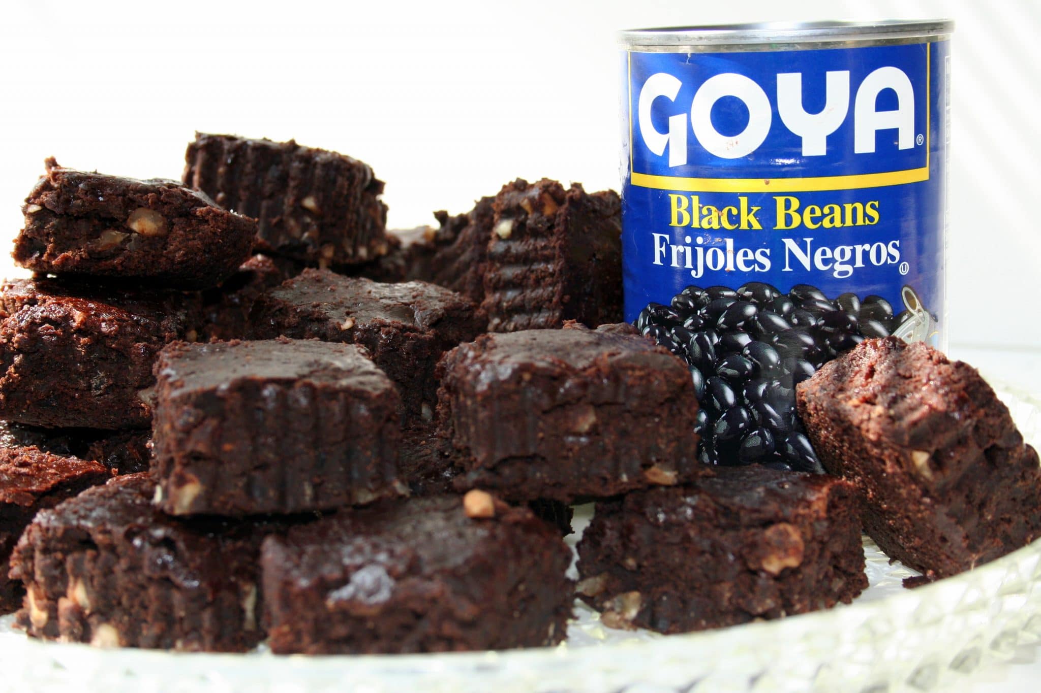Black bean brownies in front of can of black beans