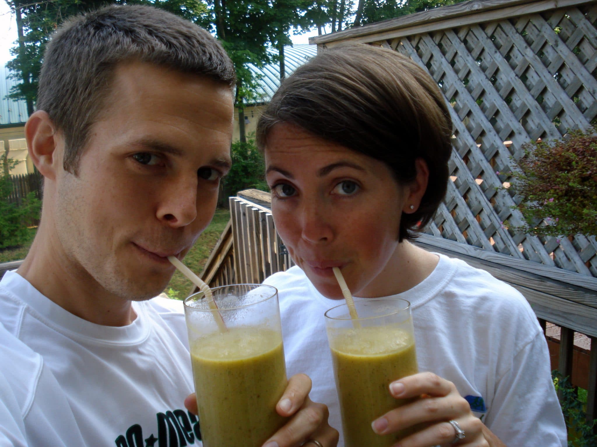 Matt and wife drinking Mango Lime Hot Pepper Smoothies