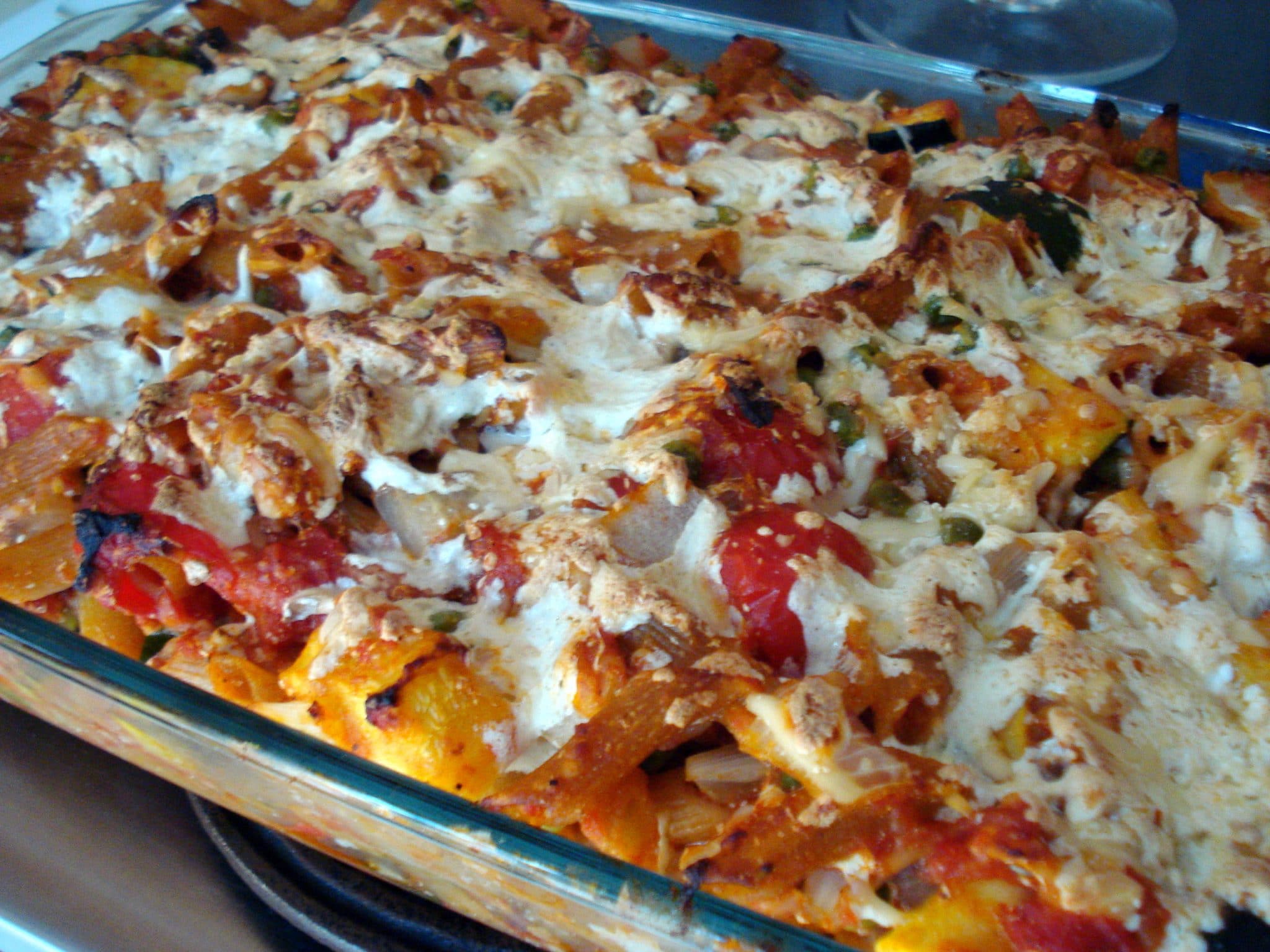 Close up of vegetable and cheese lasagna