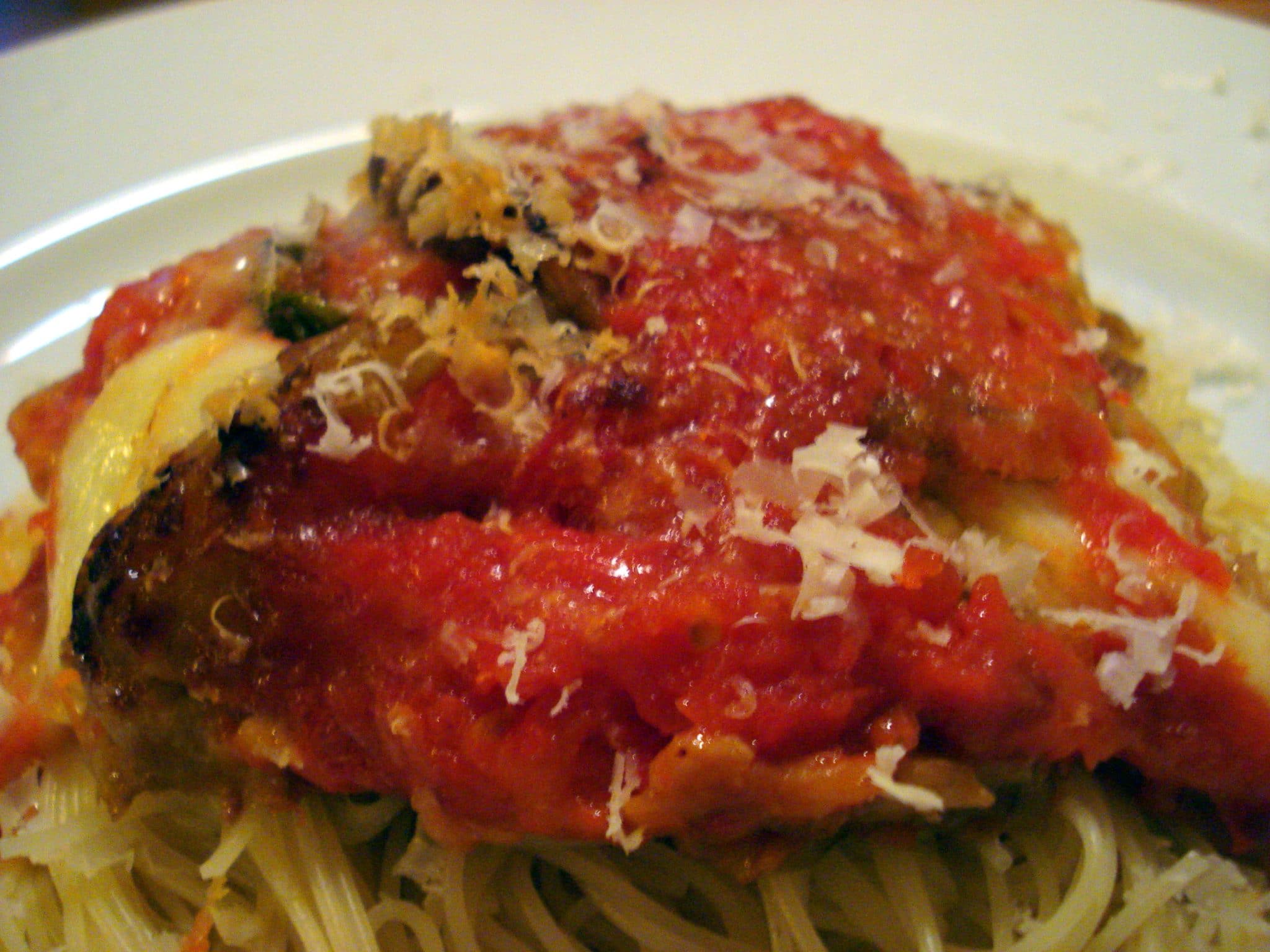 Classic Eggplant Parmigiana on plate