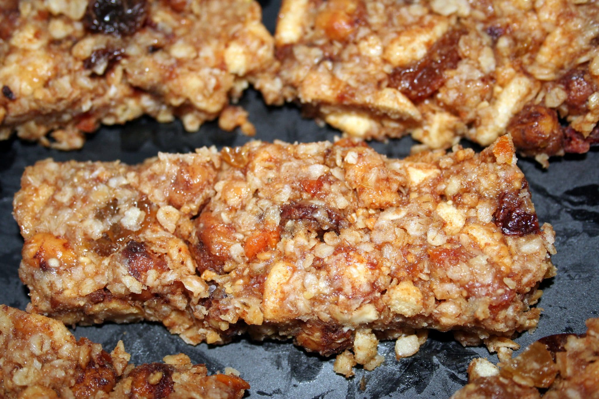 Oven baked Chickpea Granola Bars cooling out of oven