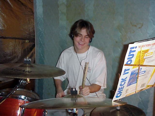 Young man playing drums