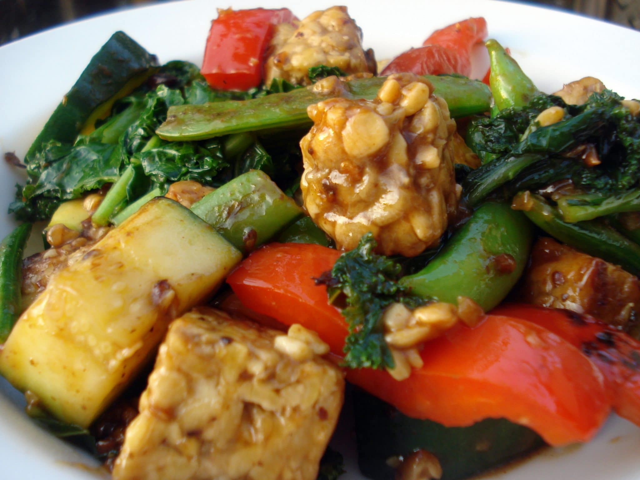 Close up of Tempeh Stir-Fry with Black Bean Sauce Recipe