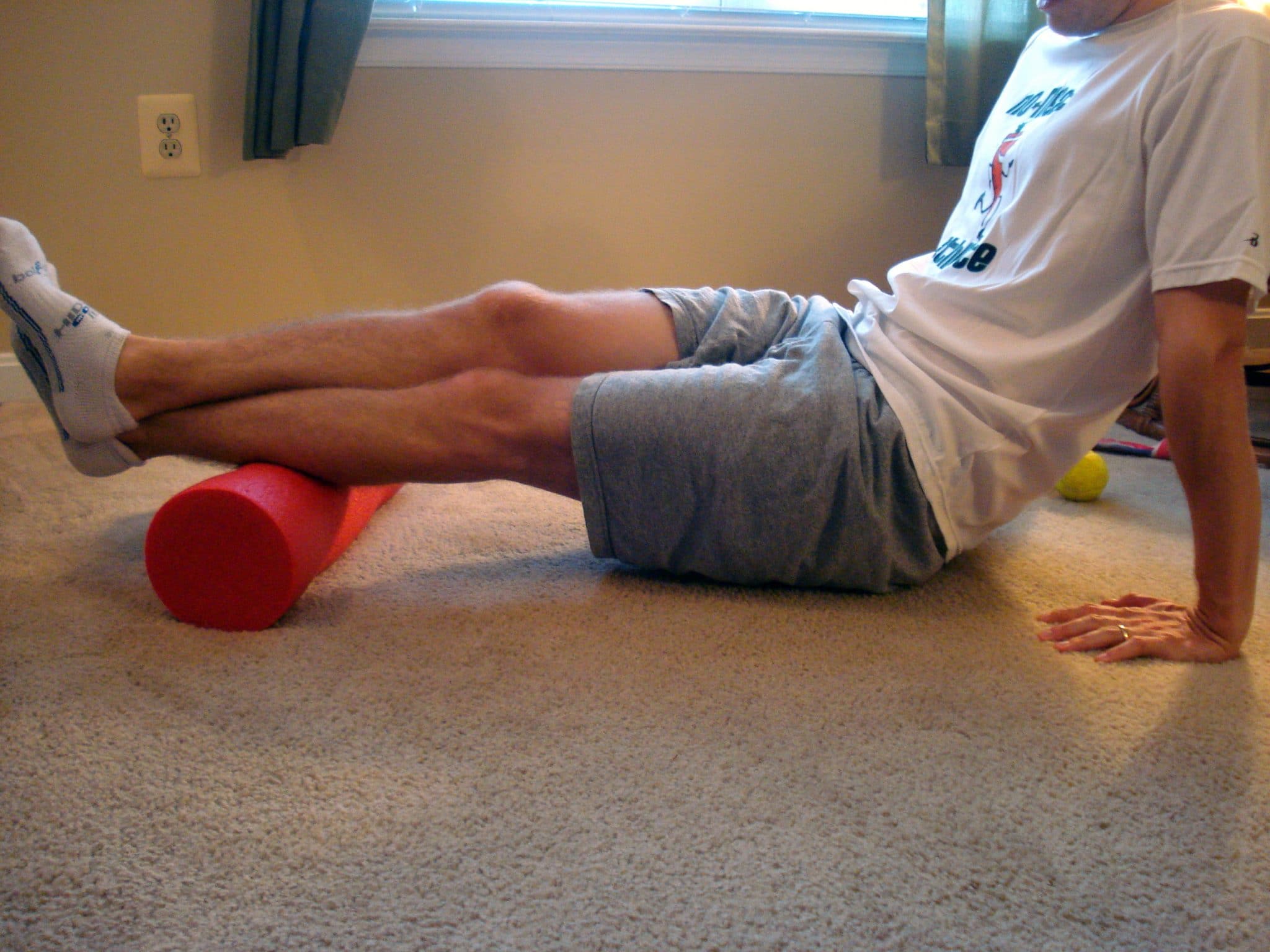 Foam rolling calves