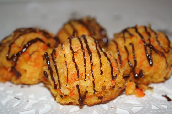 Gluten-Free Carrot Macaroons drizzled in chocolate