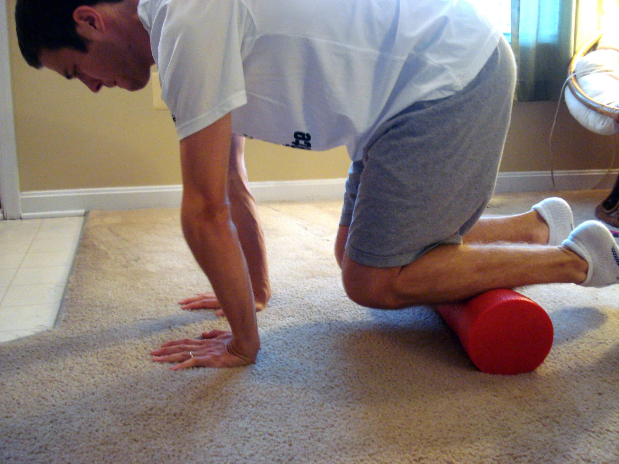 Foam roll front of calves