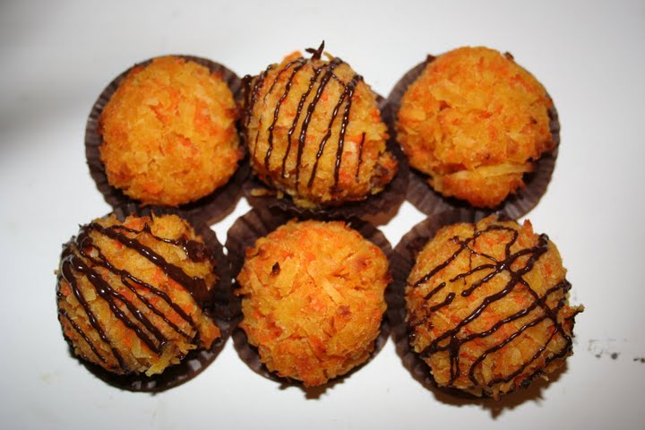 Close up of decorated Gluten-Free Carrot Macaroons