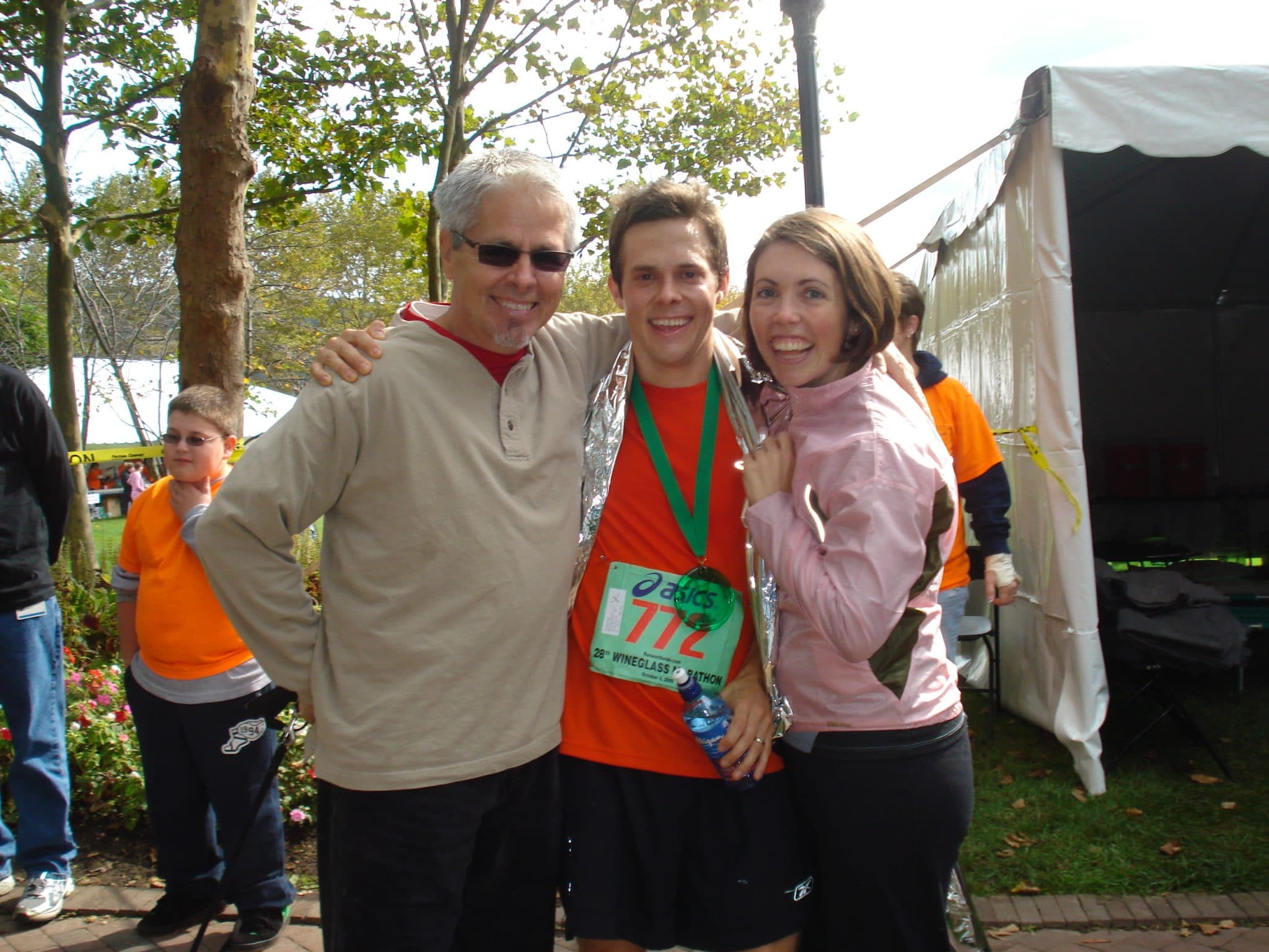 Matt and family celebrating after qualifying for Boston