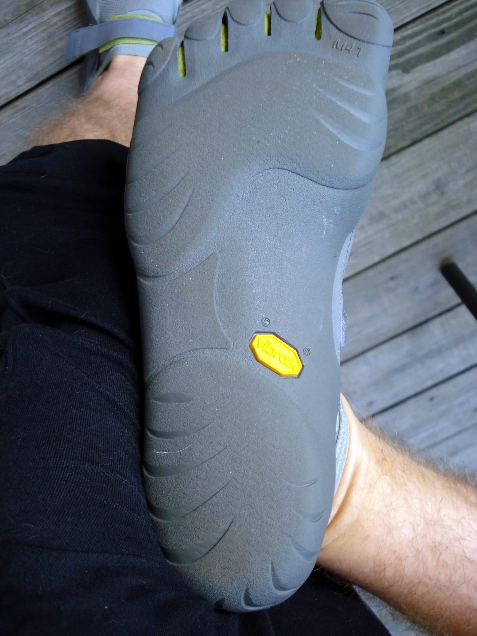 Rubber bottom of Vibram Five-Fingers