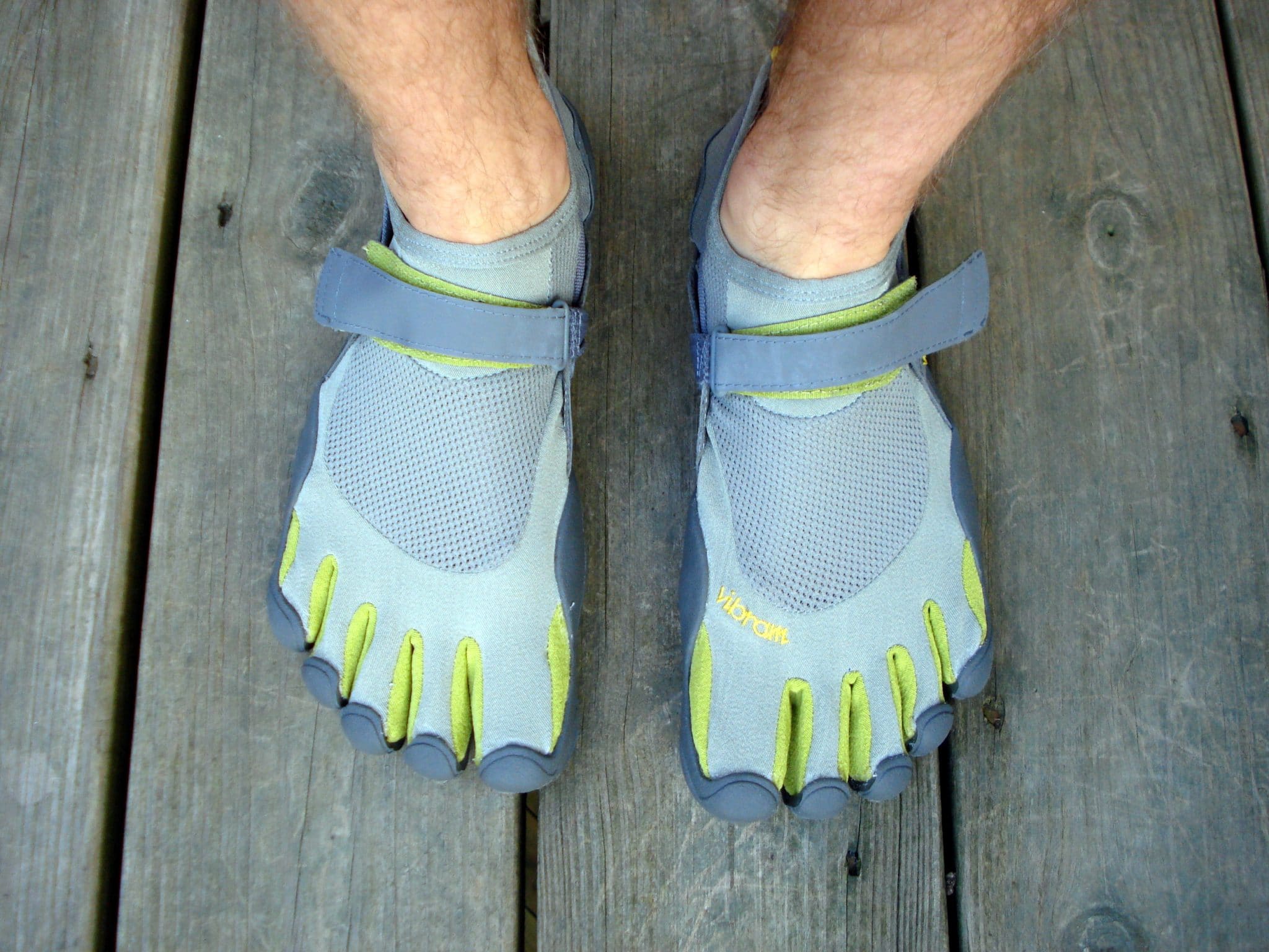 Matt's feet wearing Vibram Five-Fingers