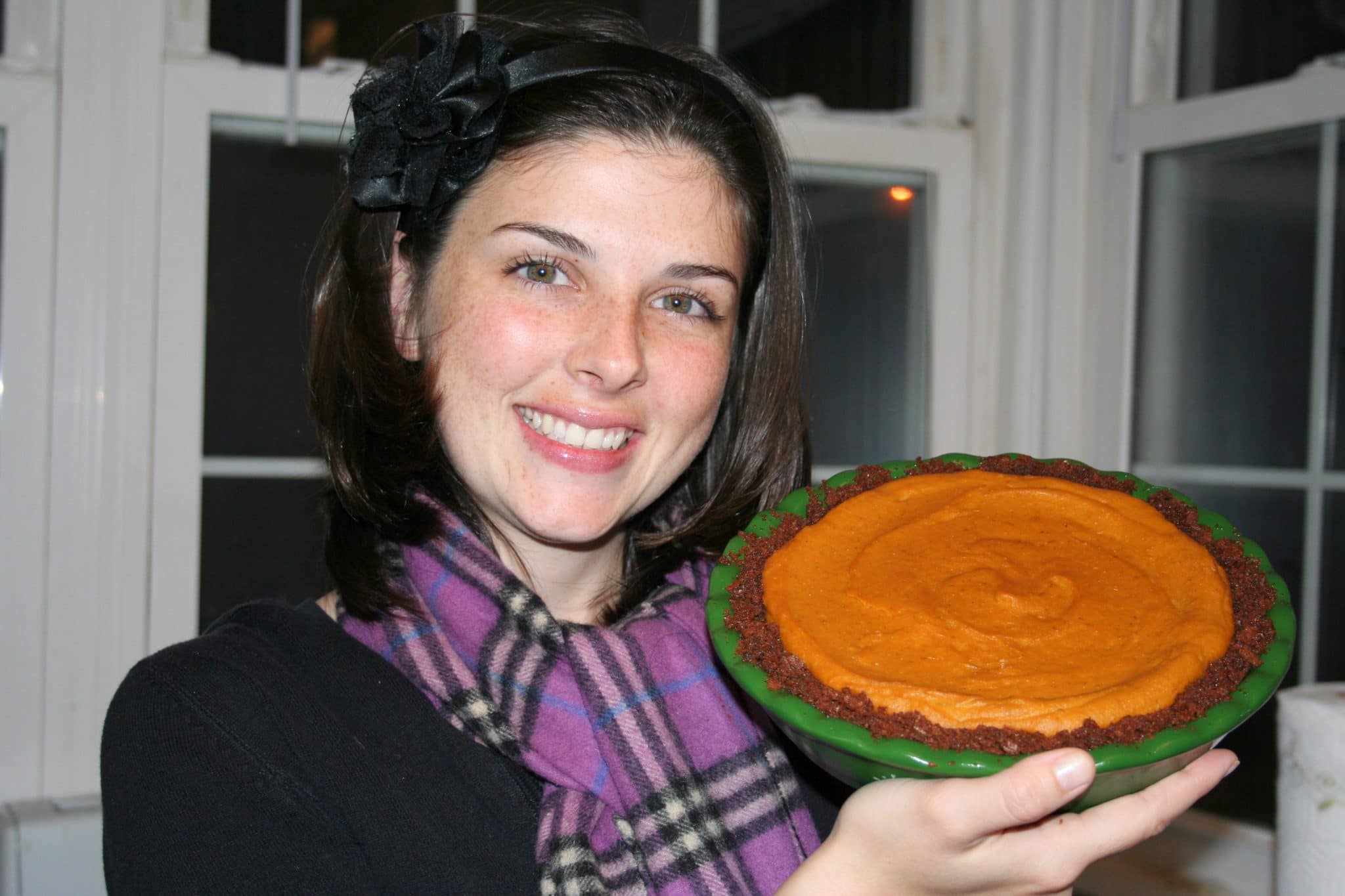 Woman holding Vegan Pumpkin Pie