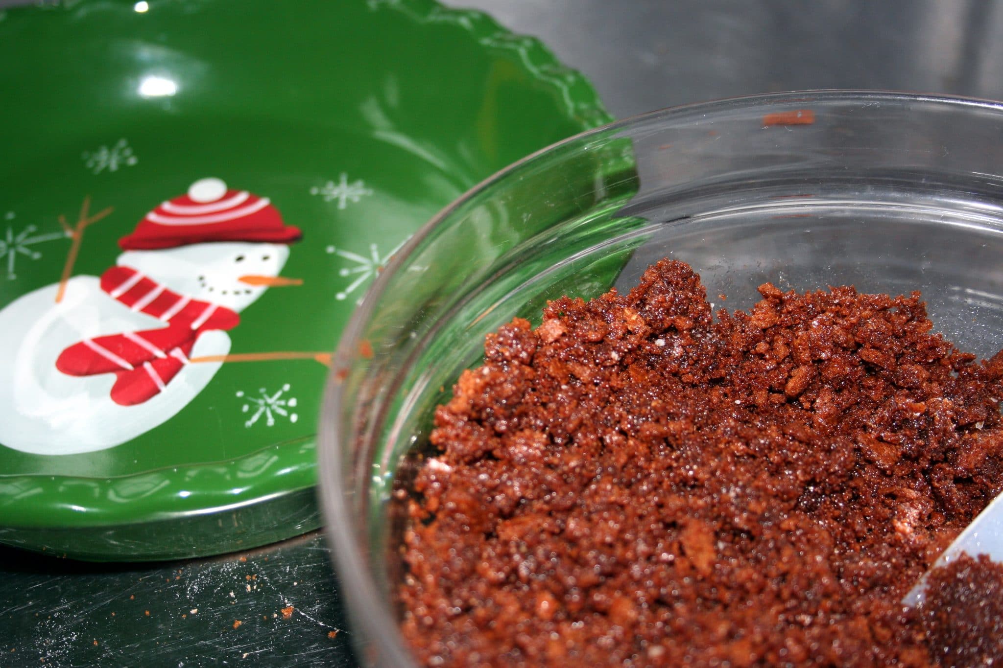 Pumpkin Pie crust being mixed in a mixing bowl