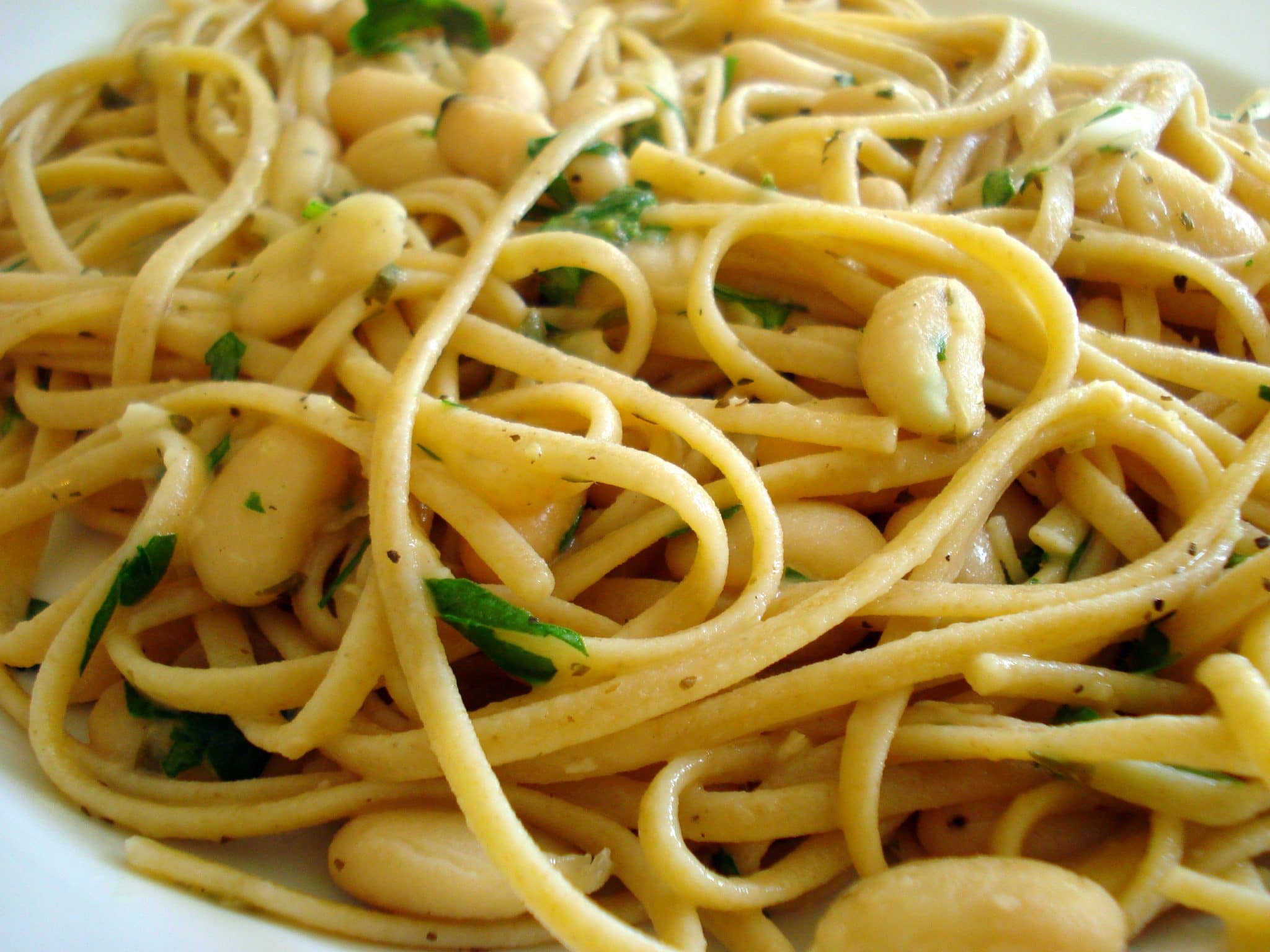 Close up of Pasta with White Beans and Garlic from 1,000 Vegan Recipes Cookbook