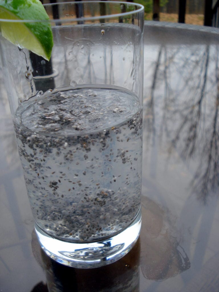 Fresca, water and chia seeds