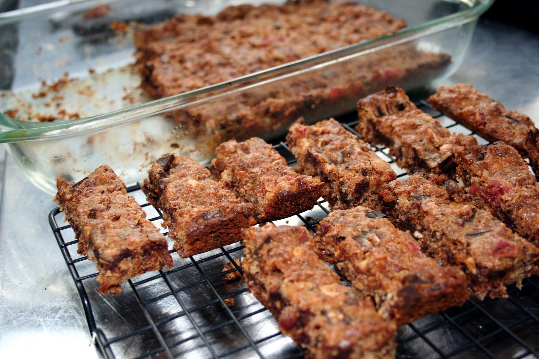 Vegan Jubilee bars on cooling rack