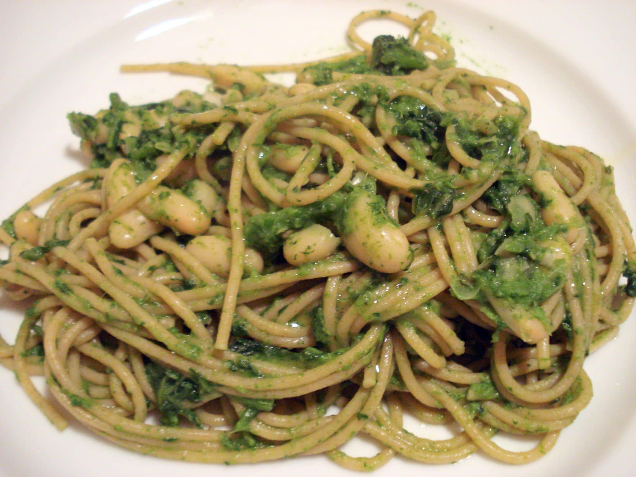 Plate of Tuscan White Beans and Broccoli Rabe