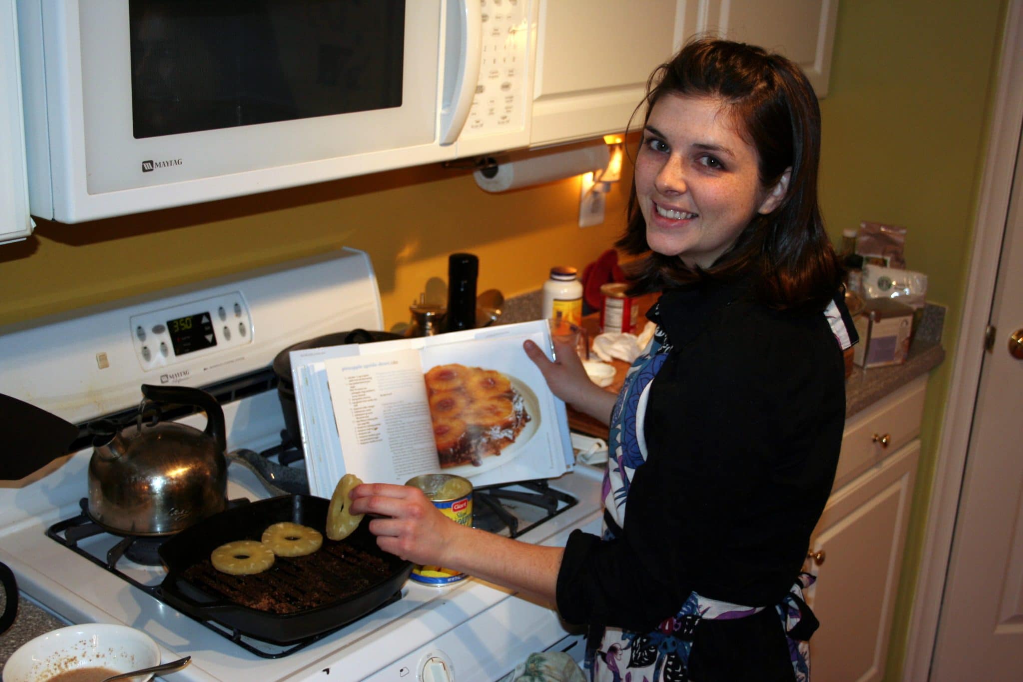 Christine grilling pineapples