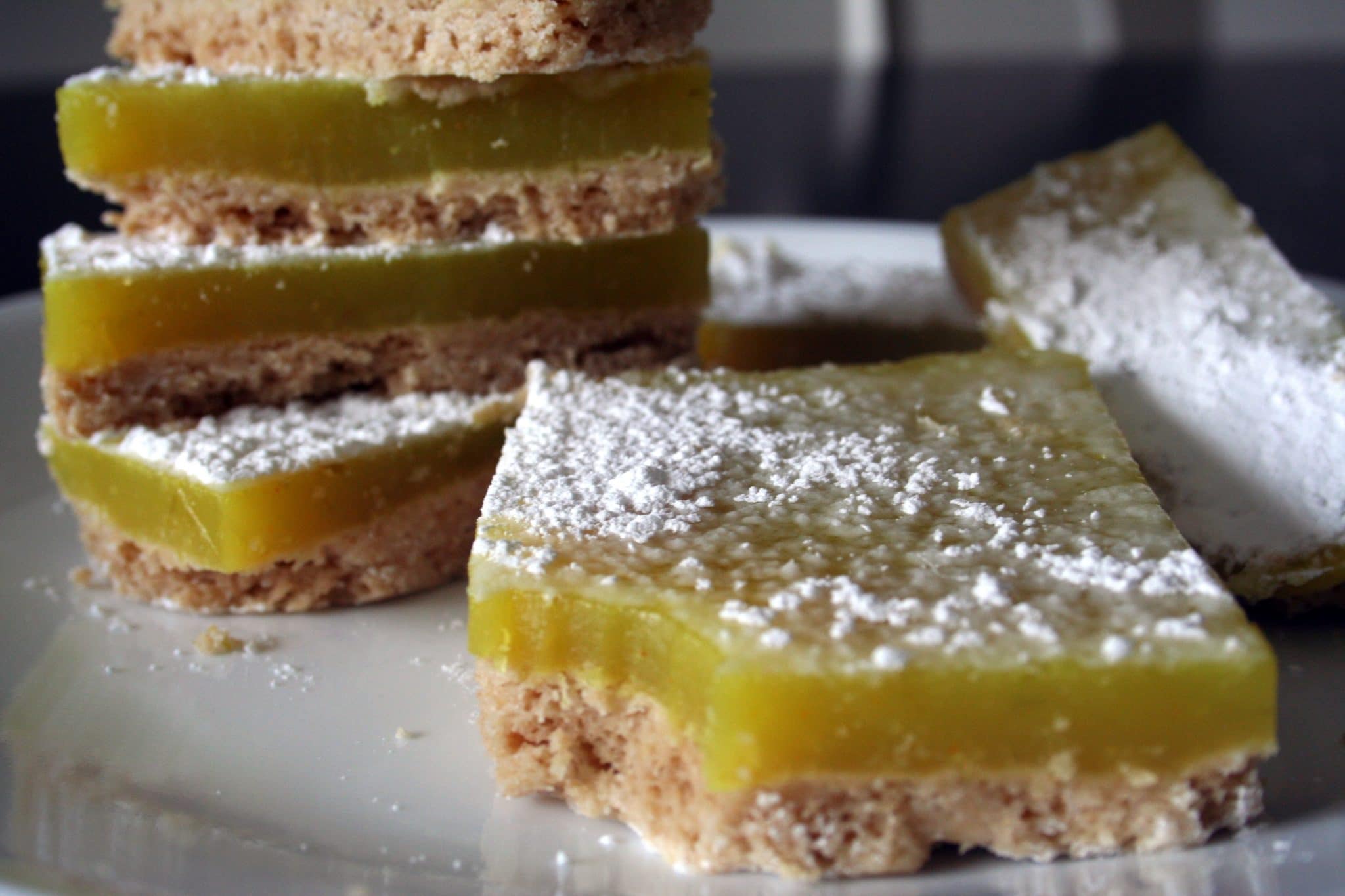 Vegan Lemon bards stacked on a plate