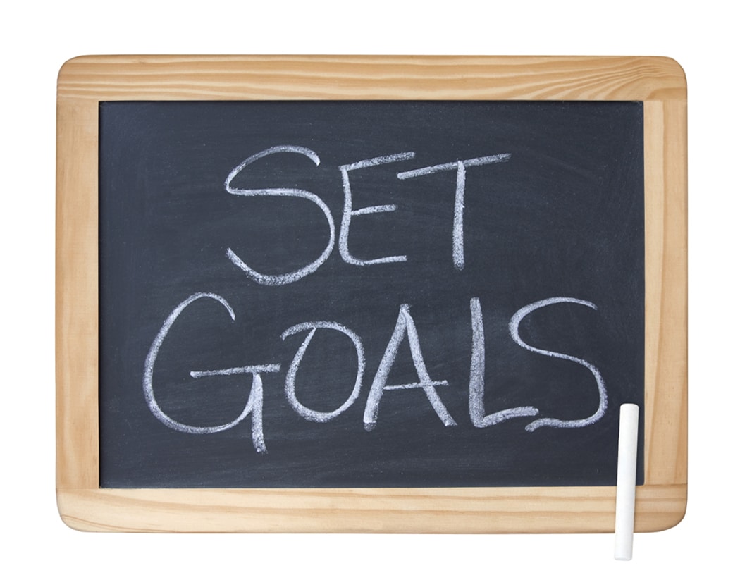 Chalkboard with words "Set Goals"