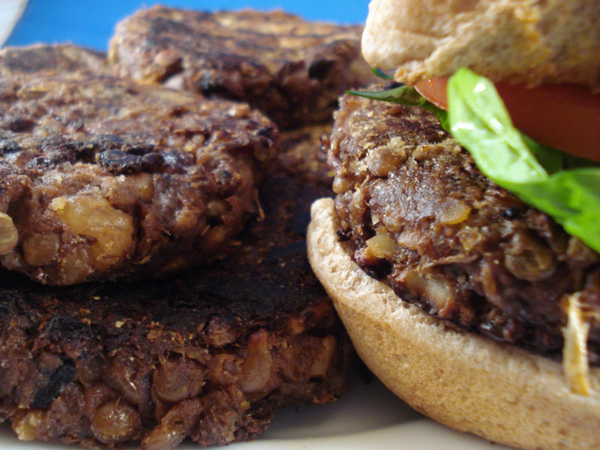 close up of veggie burgers