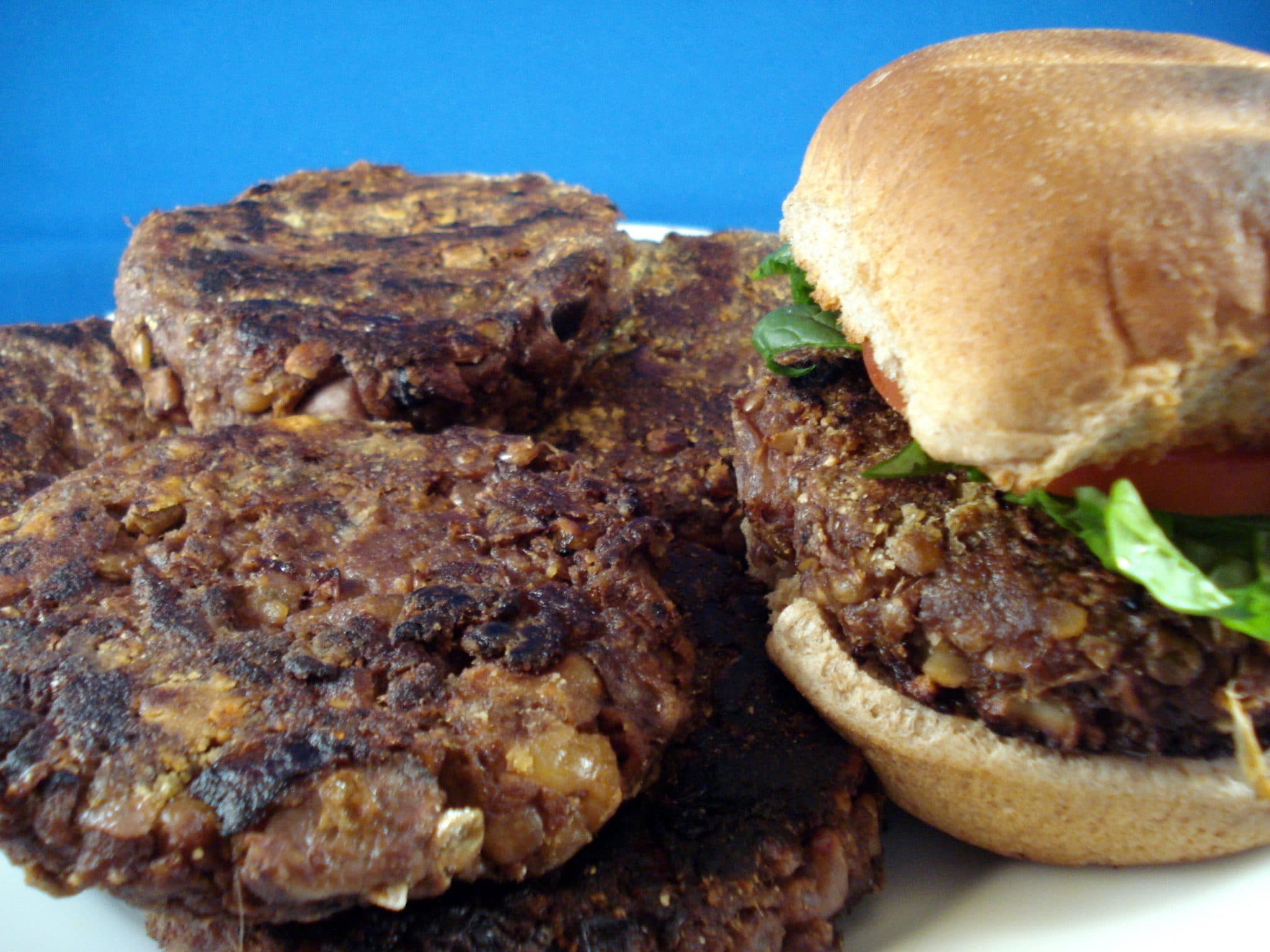 plate of veggie burgers