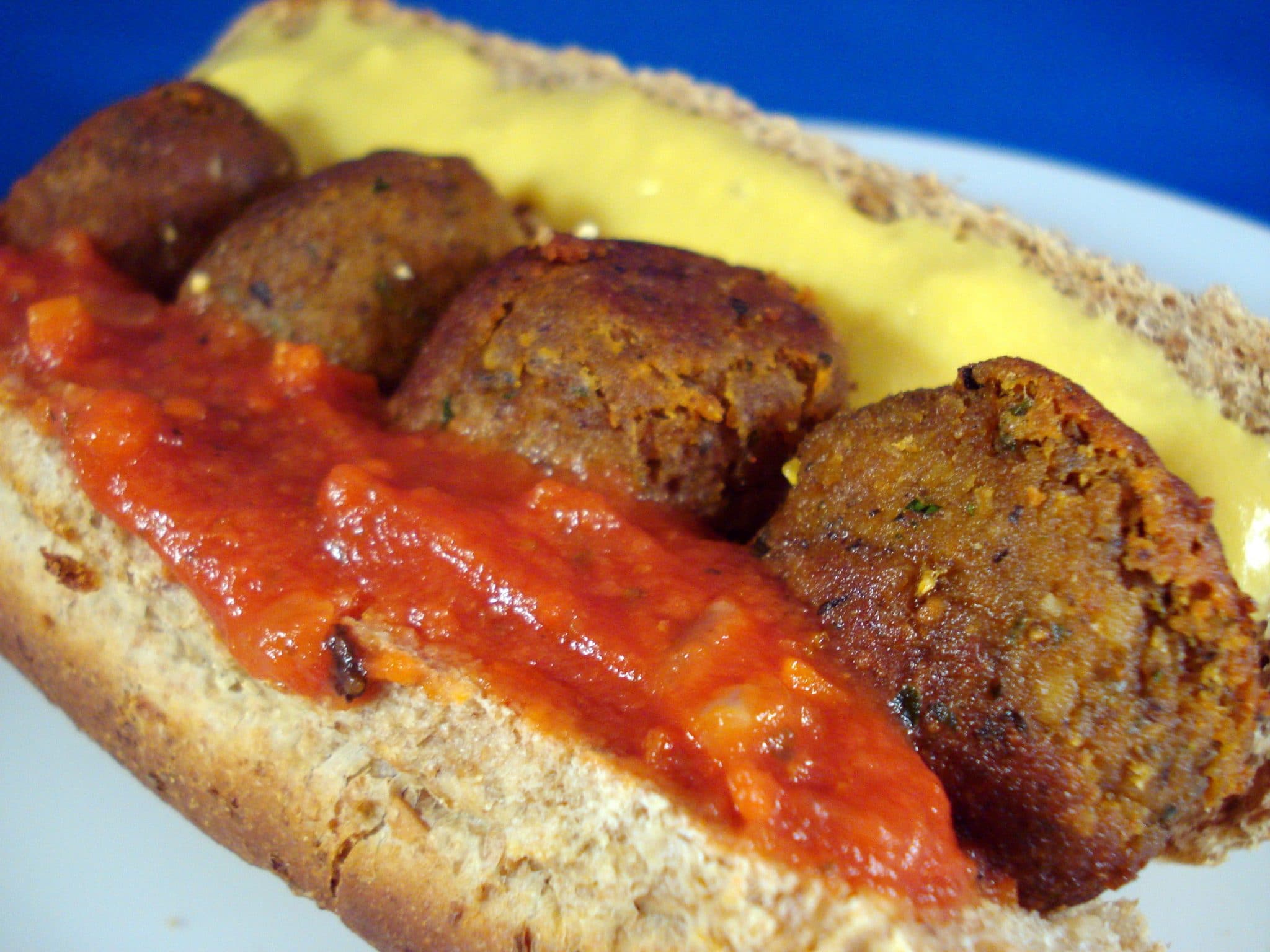 Wheat-bal sub with marinara sause