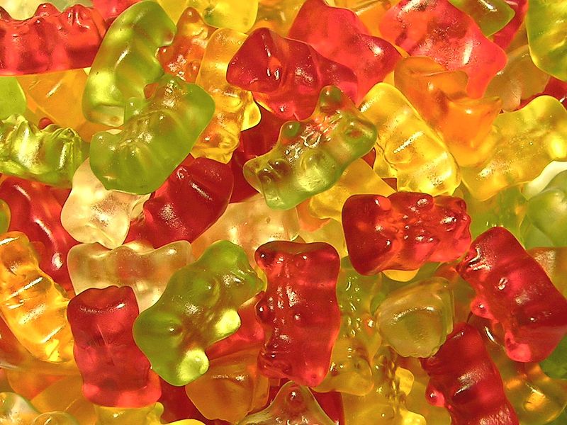 Close up of colorful gummy bears