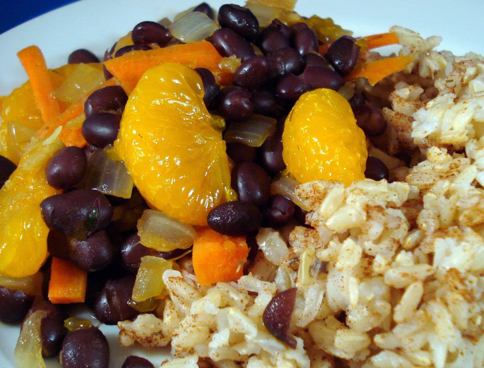 Asian Style rice and beans with mandarin oranges