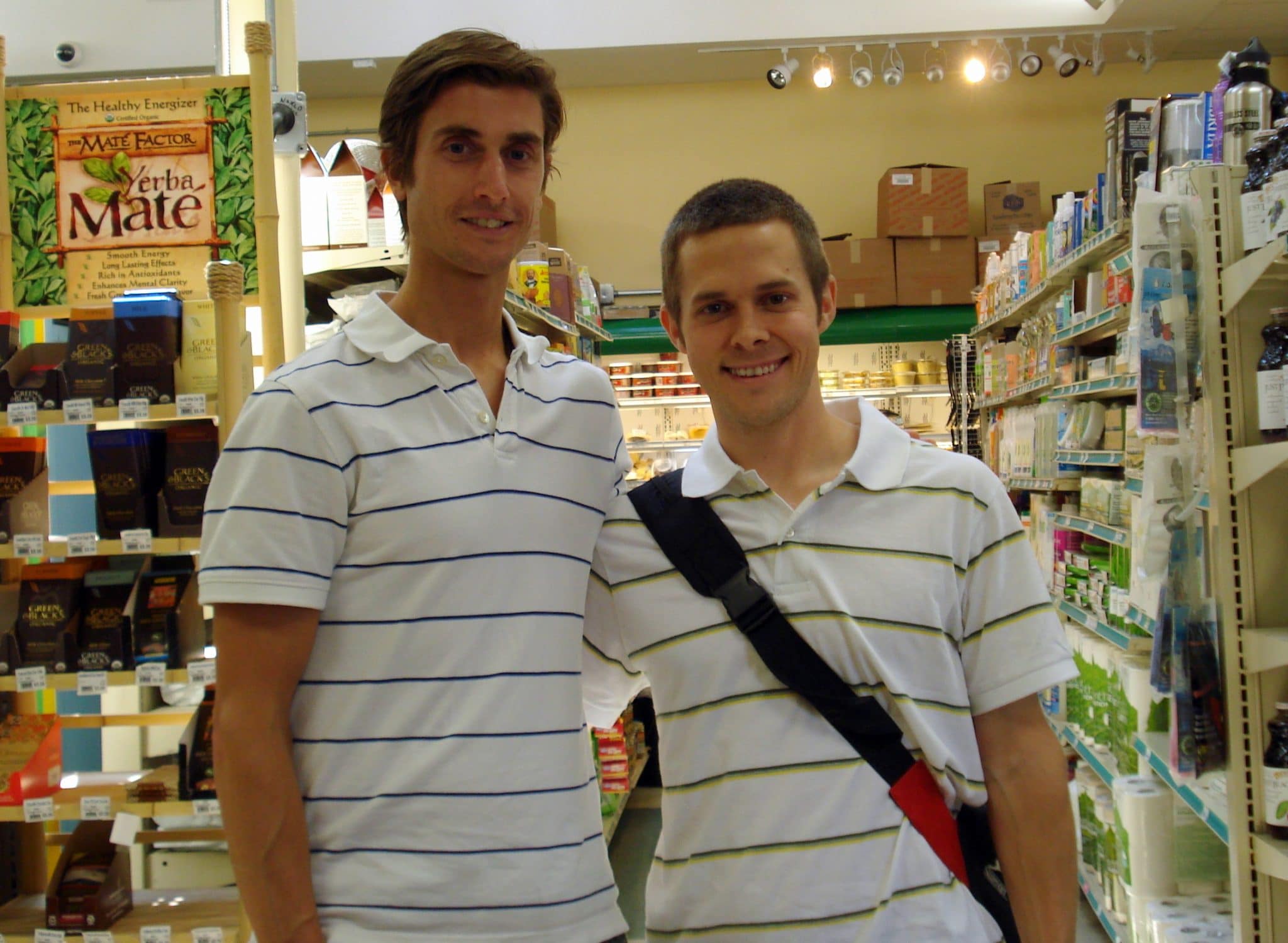 Matt and Brendan Brazier in matching shirts