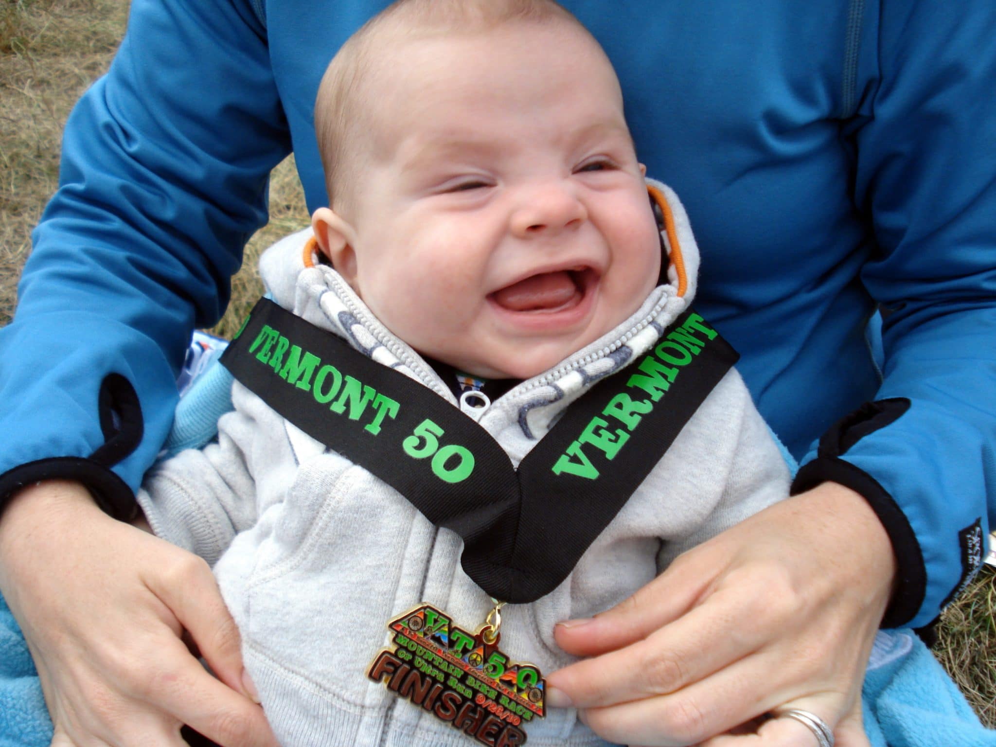 Holden wearing medal for Vermont 50