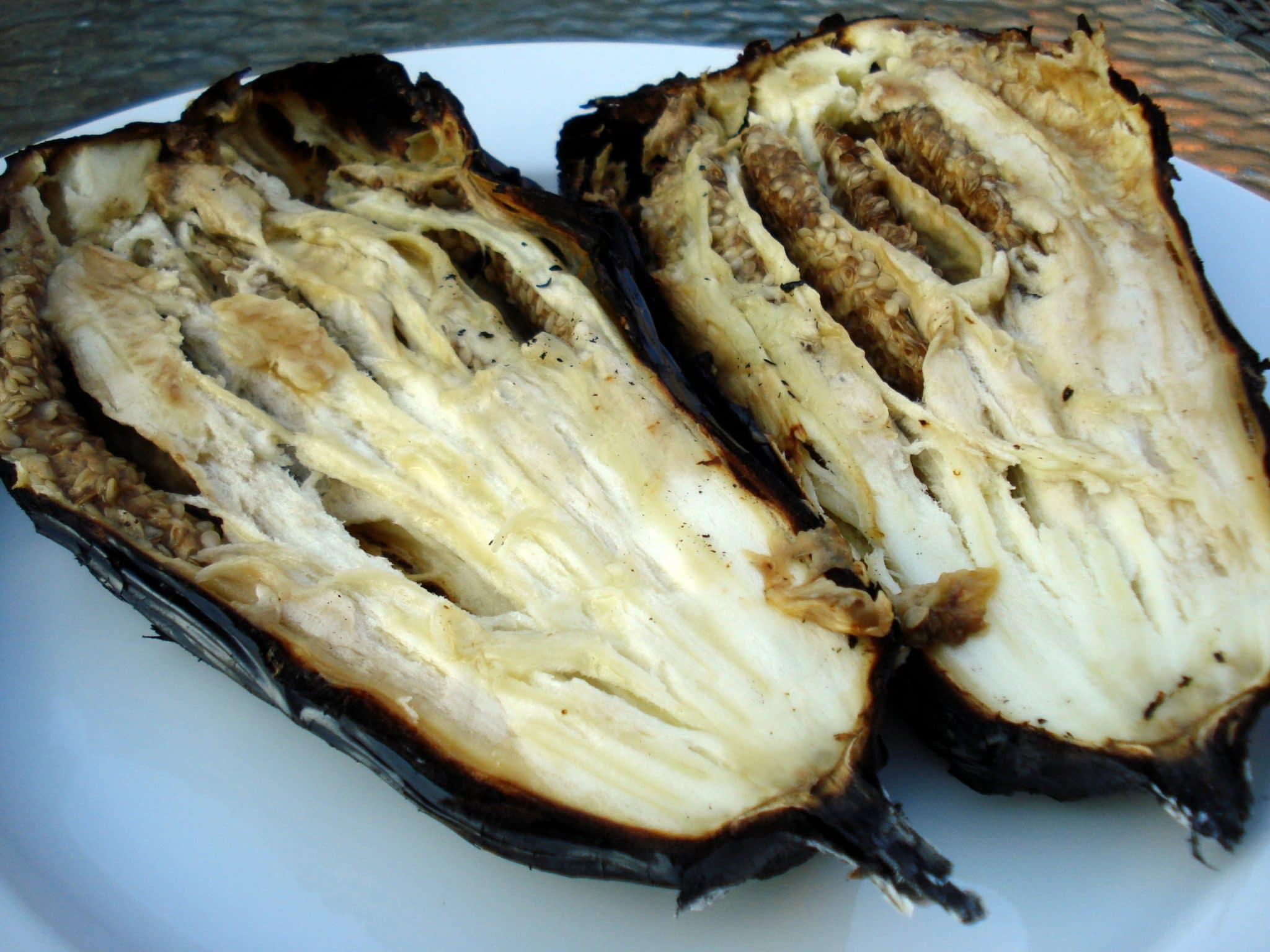 Roasted whole eggplant