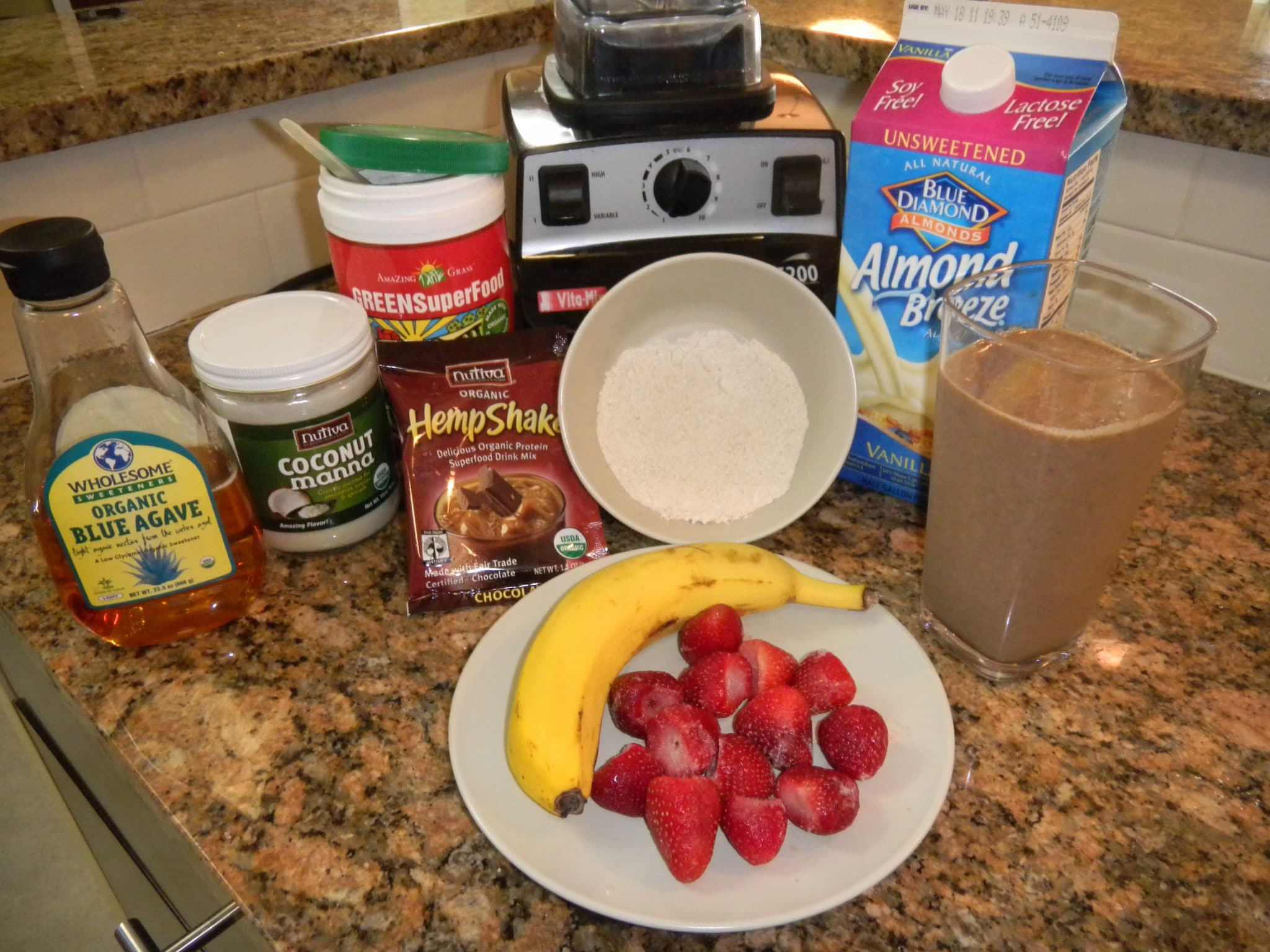 Ingredients for a Chocolate Strawberry Smoothie