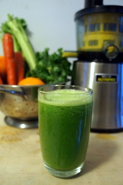 Glass of green "Field of Greens" fresh juice