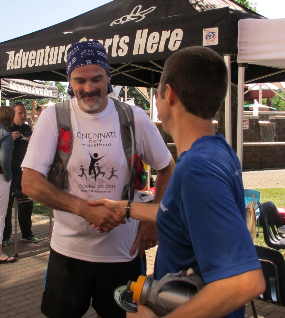 Matt shaking hands with pacer