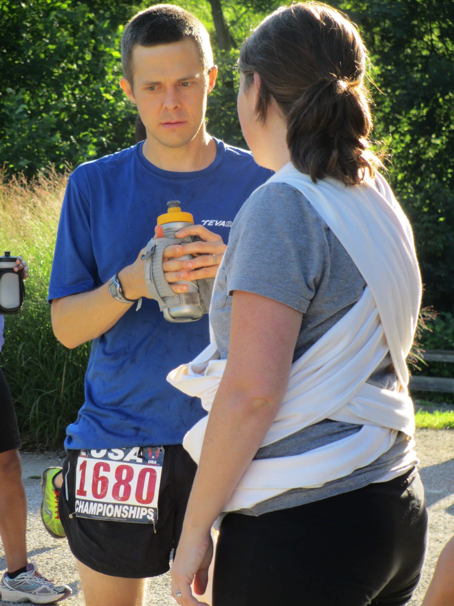 Matt and wife conversing at aid station