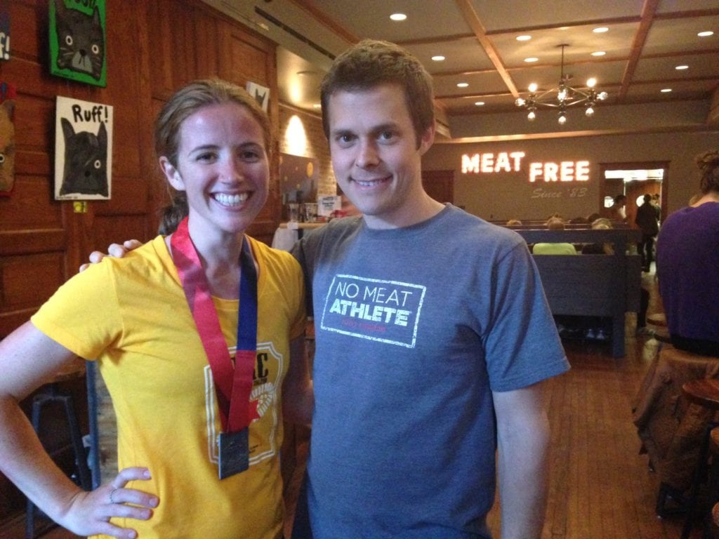 With my buddy Erin A.M.G. at the Chicago Diner, post-marathon (for her).