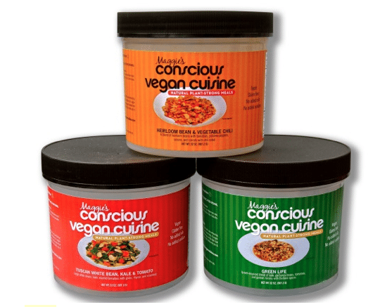 3 containers of Maggie's Conscious Vegan Cuisine meals