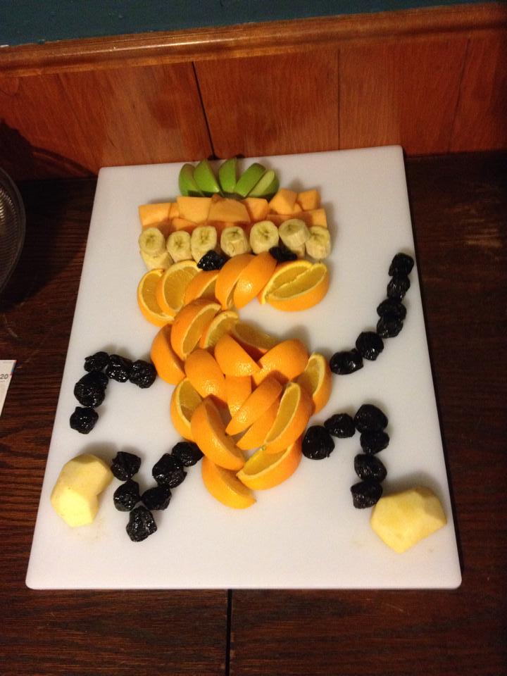 Fruit platter in shape of NMA running carrot