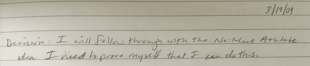 3/19/09 Matt committed to creating No Meat Athlete