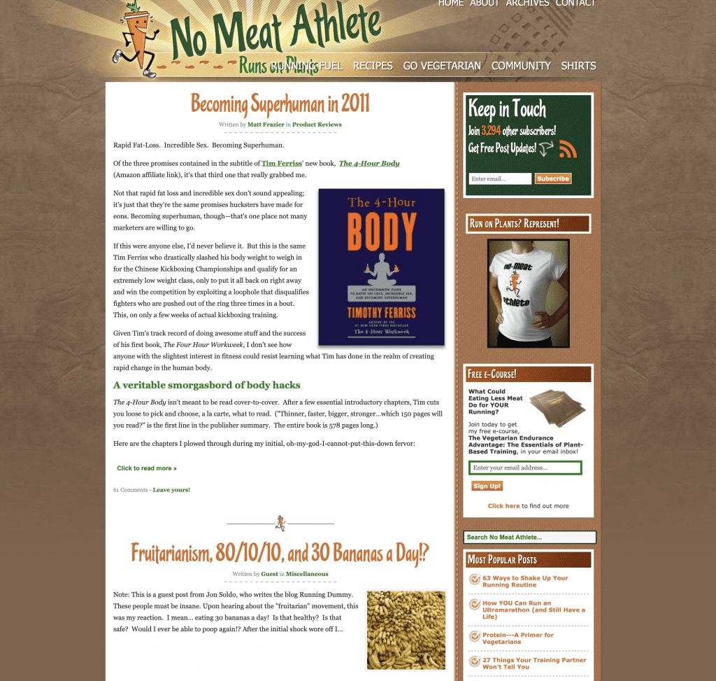 Modern No Meat Athlete website