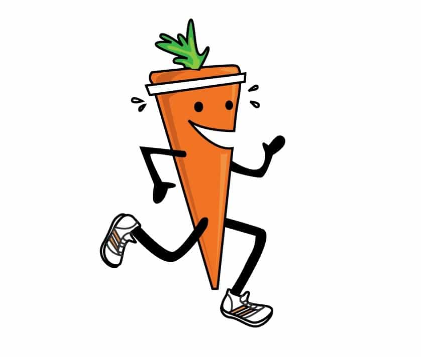 Computerized image of No Meat Athlete running carrot